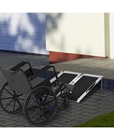 Homcom Textured Aluminum Folding Wheelchair Ramp, 2' Portable Threshold Ramp, for Doorways, Home, Steps, Stairs