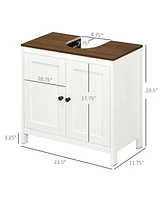 Kleankin Modern Bathroom Sink Cabinet, Floor Standing Under Sink Cabinet, Freestanding Storage Cupboard with Adjustable Shelf, Double Doors, Antique W