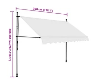 vidaXL Manual Retractable Awning with Led 118.1" Cream