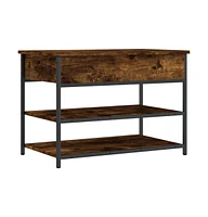 vidaXL Shoe Bench Smoked Oak 27.6"x16.7"x19.7" Engineered Wood