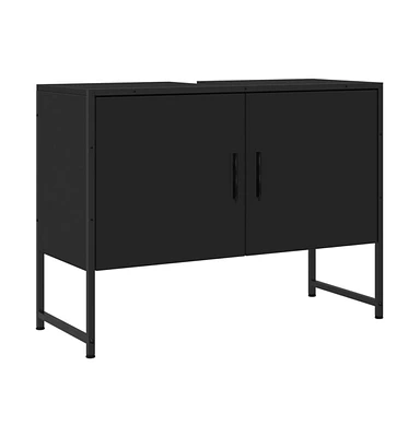 vidaXL Bathroom Sink Cabinet Black 31.5"x13"x23.6" Engineered Wood