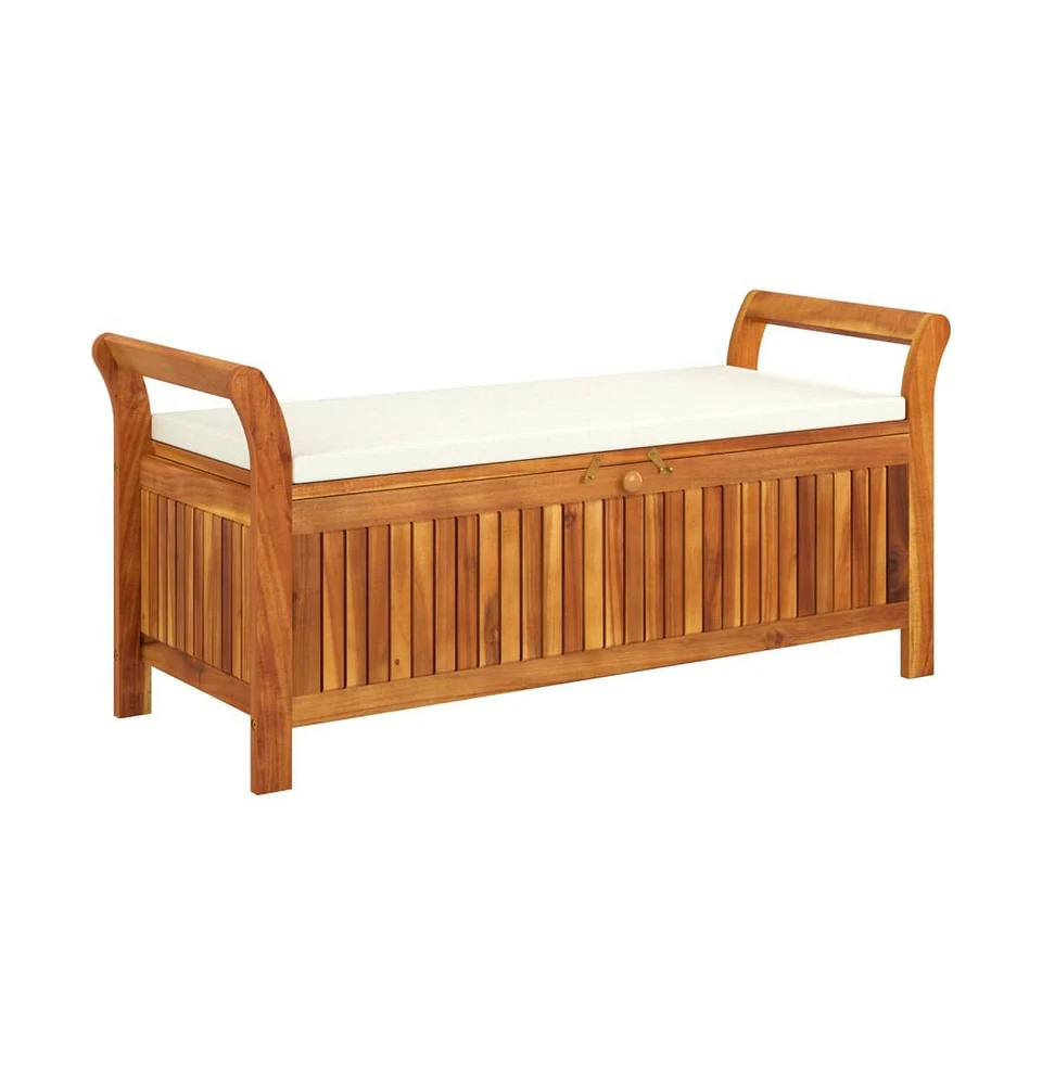 vidaXL Patio Storage Bench with Cushion 49.6" Solid Wood Acacia