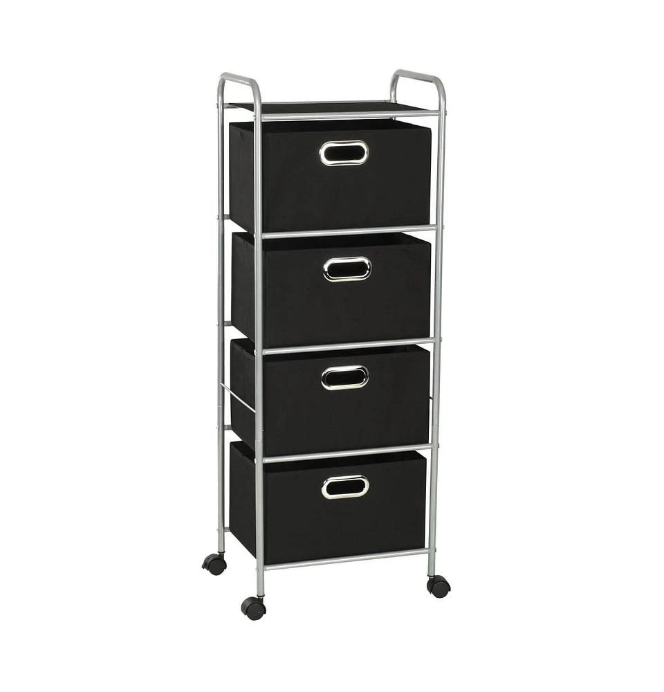 vidaXL Shelving Unit with 4 Storage Boxes Steel and Non-woven Fabric