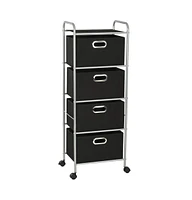 vidaXL Shelving Unit with 4 Storage Boxes Steel and Non-woven Fabric