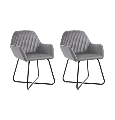 vidaXL Dining Chairs 2 pcs Gray Velvet