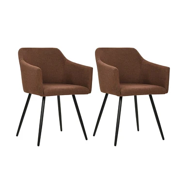 vidaXL Dining Chairs 2 pcs Brown Fabric