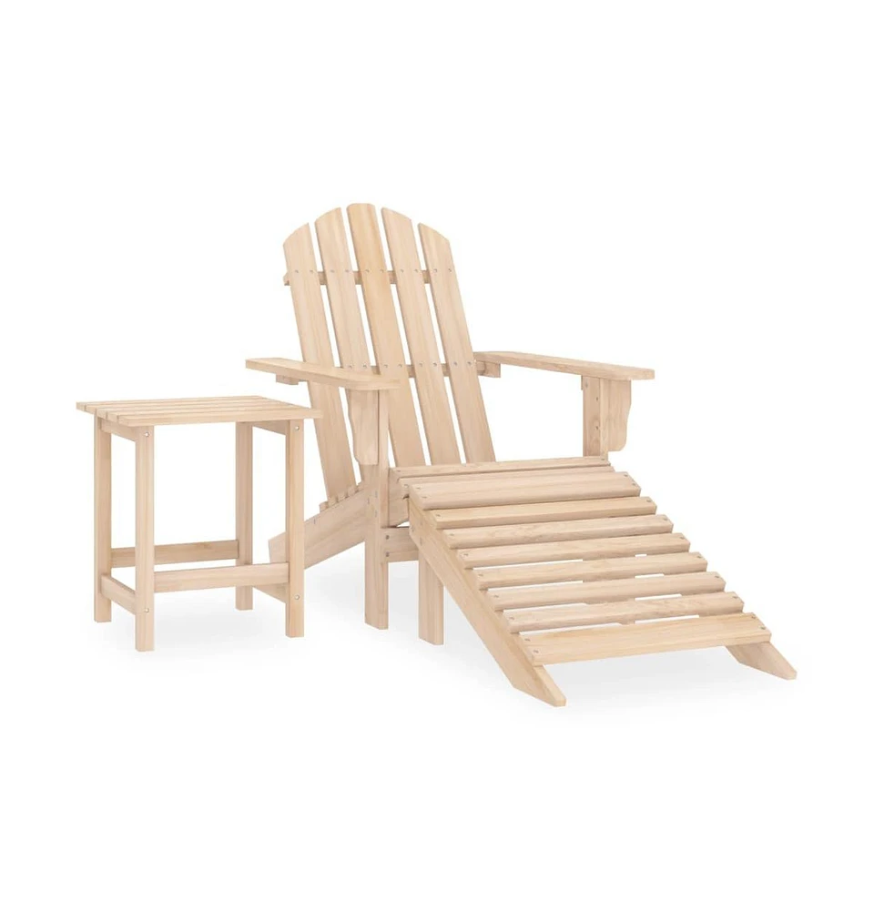 vidaXL Patio Adirondack Chair with Ottoman and Table Solid Fir Wood