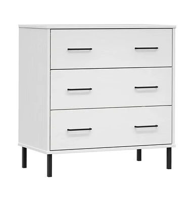 vidaXL Sideboard with 3 Drawers White 30.3"x15.7"x31.3" Solid Wood Oslo