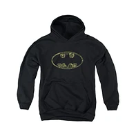 Batman Boys Youth Tattered Logo Pull Over Hoodie / Hooded Sweatshirt