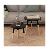 vidaXL Side Table Set 2 Pieces Solid Pinewood Black