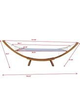 Simplie Fun 1-Person Hammock with Stand Set for Outside & Inside, Indoor Outdoor Standalone, plywood+canvas