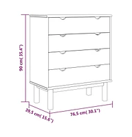 vidaXL Drawer Cabinet Otta Brown&Gray 30.1"x15.6"x35.4" Solid Wood Pine