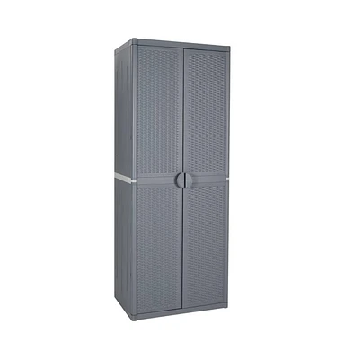 vidaXL Garden Storage Cabinet Gray 25.6"x17.7"x67.7" Pp Rattan