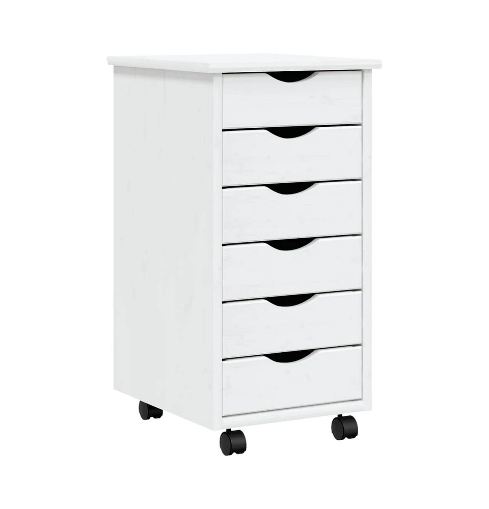 vidaXL Rolling Cabinet with Drawers Moss Solid Wood Pine