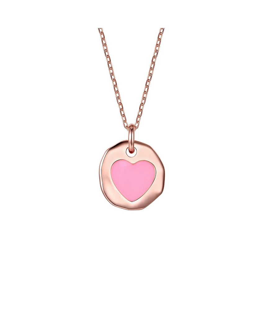 GiGiGirl Children's with Pink Heart Enamel Medallion Pendant Necklace