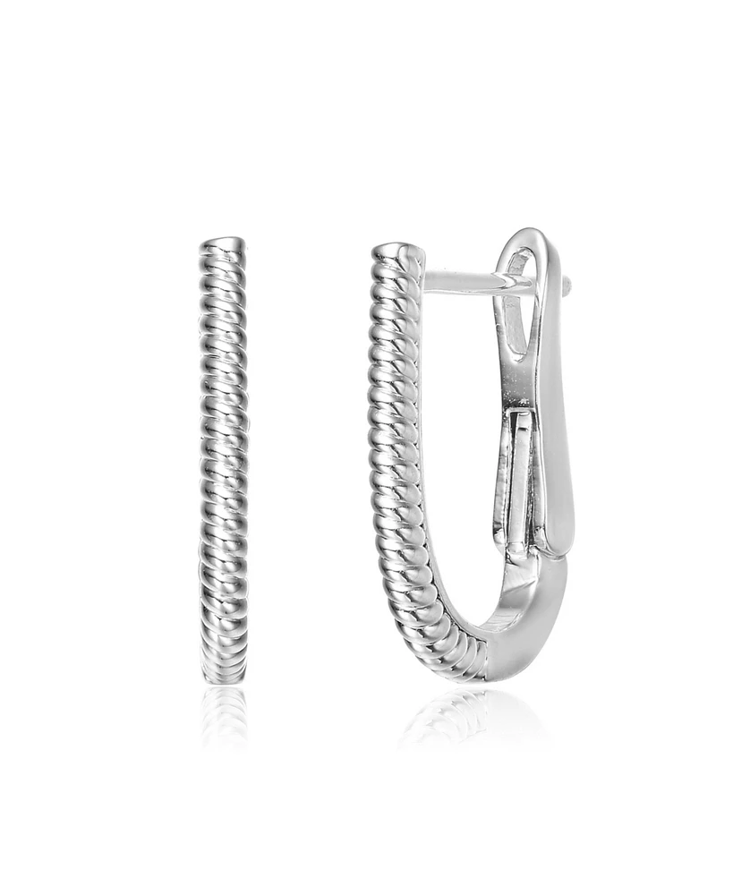 GiGiGirl White Gold Plated "U" Small Hoop Earrings for Teens