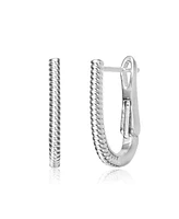 GiGiGirl White Gold Plated "U" Small Hoop Earrings for Teens