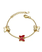 GiGiGirl 14k Yellow Gold Plated Adjustable Bracelet with Butterfly Charms for Kids