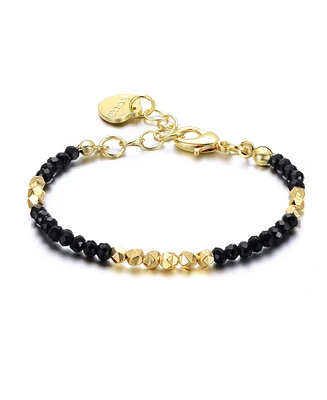 GiGiGirl 14k Yellow Gold Plated Bracelet with Colored and Gold Plated Mineral Beads in Pattern for Kids