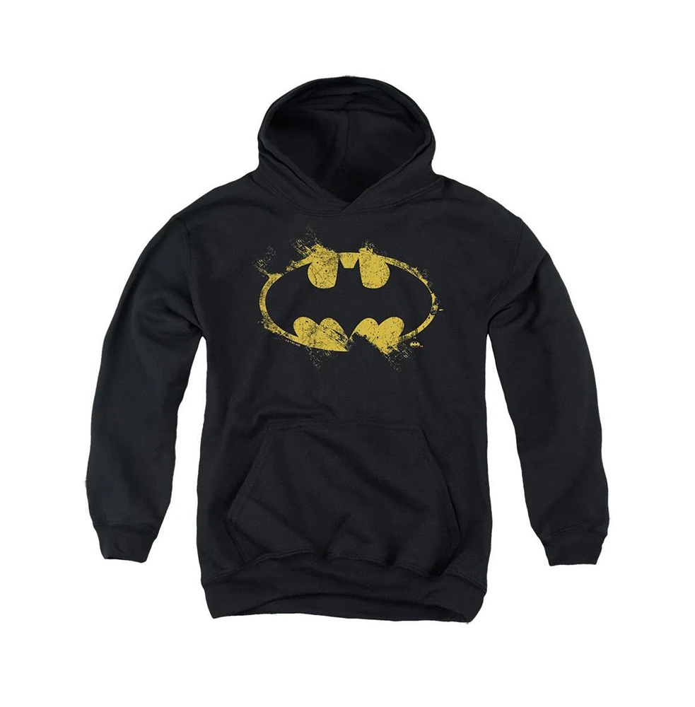 Batman Boys Youth Paint Roller Logo Pull Over Hoodie / Hooded Sweatshirt