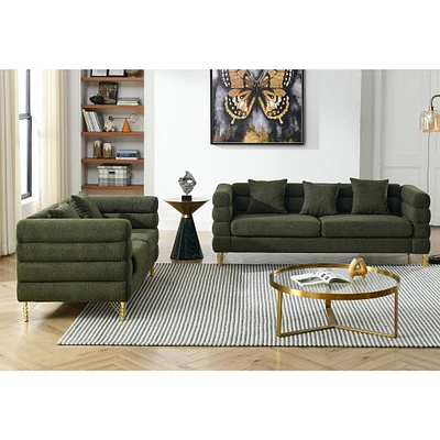 Simplie Fun 3 Seater + 2 Seater Combination Sofa.Green Teddy