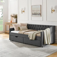 Upholstered Twin Size Daybed with Drawers