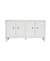 Streamdale Furniture White Wash 4-Door Wooden Accent Cabinet