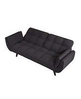 Simplie Fun 57" Black Sofa Soft Two Armrests Throw Pillow Pillow Comfortable Fit Apartment Bedroom Small Space