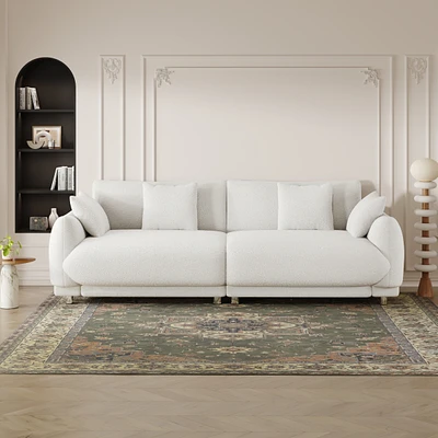 Streamdale Furniture 86.6" Teddy Wool Beige Sofa - Space-Saving for Apartments