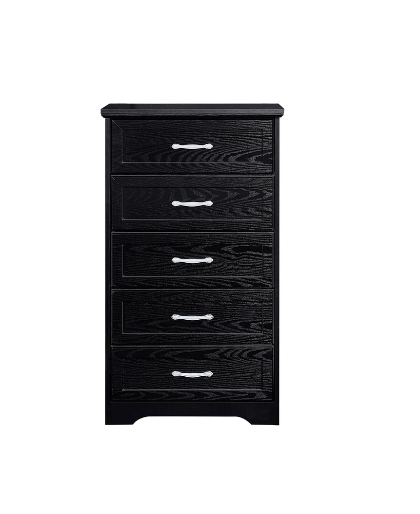 Simplie Fun 5 Tier Bedroom Dresser - Black, 25.2 L X 15.8 W X 43.5 H