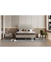 Streamdale Furniture Full Size Upholstered Panel Bed Frame With Adjustable Headboard