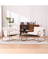 Gold-plated Upholstered Armchair with Arm Pockets