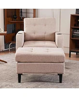 Streamdale Furniture Beige Armchair and Ottoman Set - Comfortable, Stylish, Ideal for Living Room or Bedroom