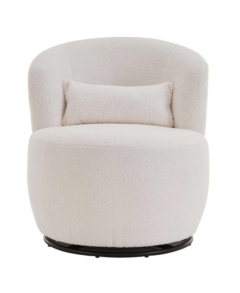 Simplie Fun Contemporary White Plush Swivel Chair