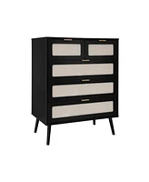 Simplie Fun 5 Drawer Cabinet, Accent Storage Cabinet, Suitable For Living Room, Bedroom, Dining Room, Study