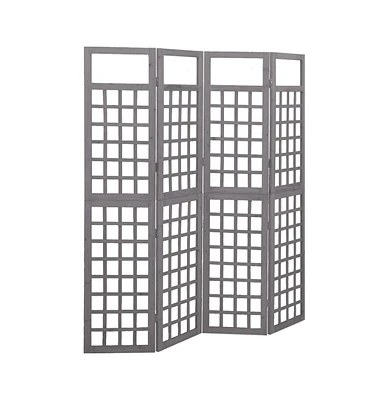 vidaXL 4-Panel Room Divider/Trellis Solid Fir Wood Gray 63.4"x70.9"