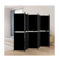 vidaXL 6-Panel Room Divider Black 118.1"x70.9" Fabric