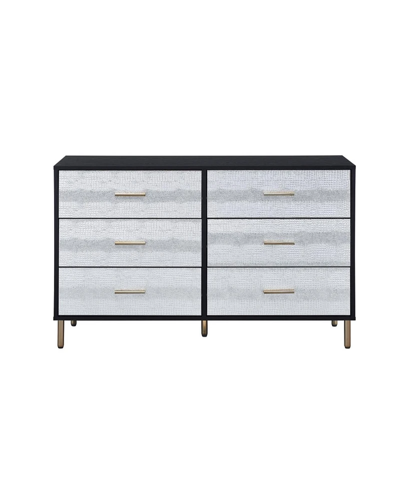 Streamdale Furniture Myles Dresser, Black, Silver & Gold Finish