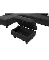 Simplie Fun Alger 98" Wide Left Hand Facing Sofa Chaise With Ottoman