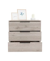 Simplie Fun 3 Drawers Dresser Maryland, Superior Top, Light Gray Finish