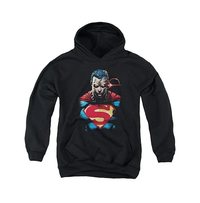 Superman Boys Youth Displeased Pull Over Hoodie / Hooded Sweatshirt