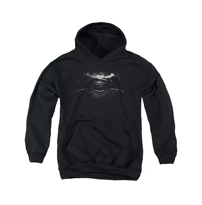 Batman V Superman Boys Youth Bw Logo Pull Over Hoodie / Hooded Sweatshirt