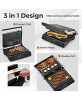 3 in 1 Indoor Electric Panini Press Grill with Led Display