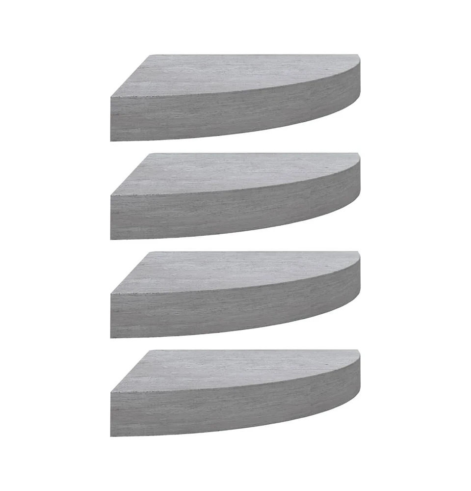 vidaXL Wall Corner Shelves 4 pcs Concrete Gray 13.7"x13.7"x1.4" Mdf