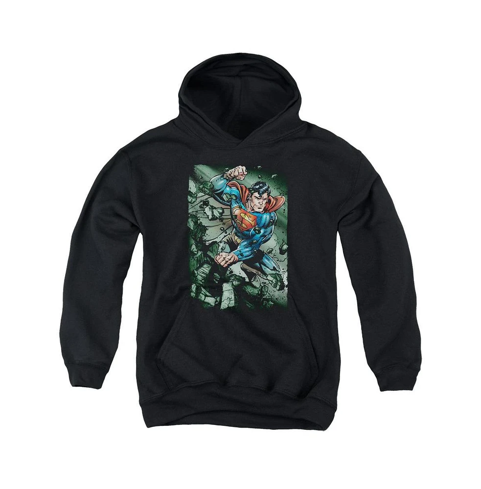 Superman Boys Youth Indestructible Pull Over Hoodie / Hooded Sweatshirt