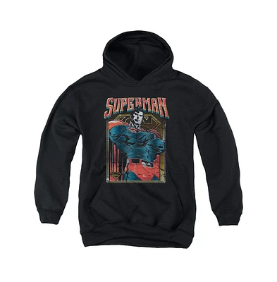 Superman Boys Youth Head Bang Pull Over Hoodie / Hooded Sweatshirt