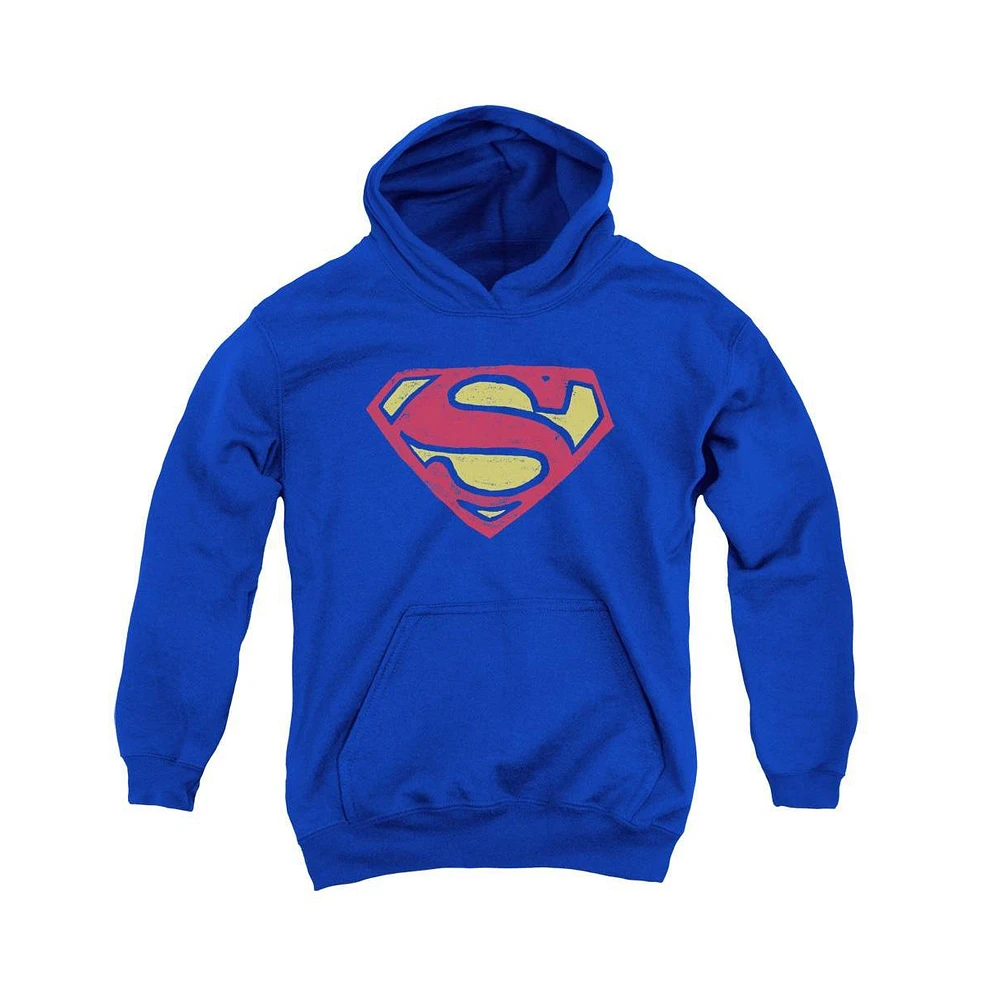 Superman Boys Youth Super Rough Pull Over Hoodie / Hooded Sweatshirt