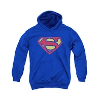 Superman Boys Youth Super Rough Pull Over Hoodie / Hooded Sweatshirt