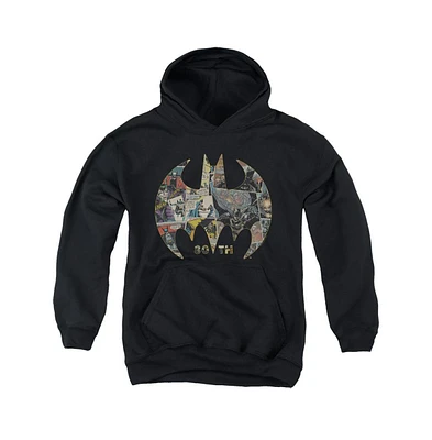 Batman Boys Youth 80th Shield Pull Over Hoodie / Hooded Sweatshirt