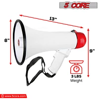 5 Core Megaphone Bullhorn Speaker 40W Bull Horn Battery Power Cheer Megafono 1000 Yard Range Loudspeaker 20 F